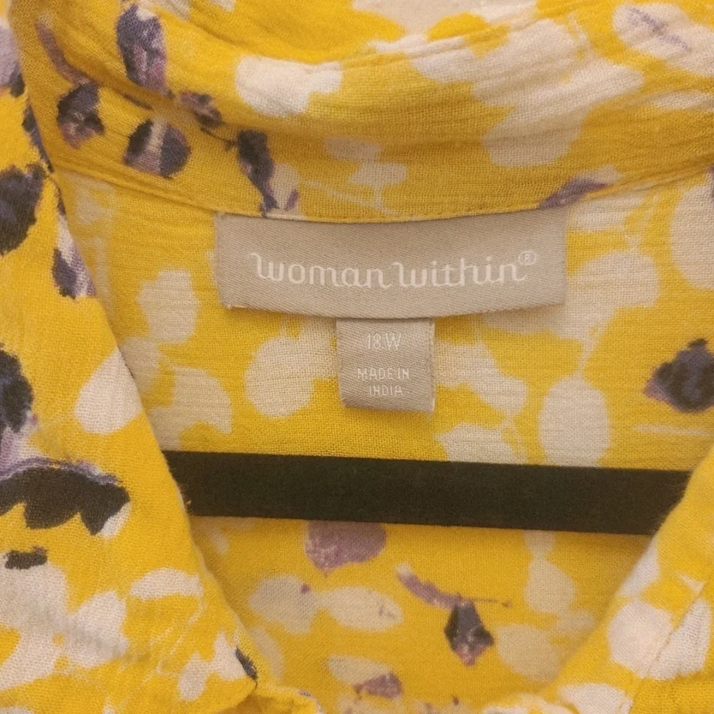 Woman Within Yellow Floral Maxi Button-Front Dress - Picture 3 of 3